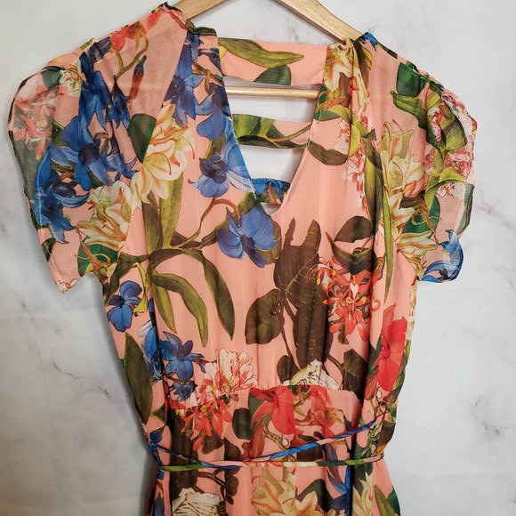 GIBSON LATIMER Floral Hi-low Wrap Around Dress M - Picture 10 of 11